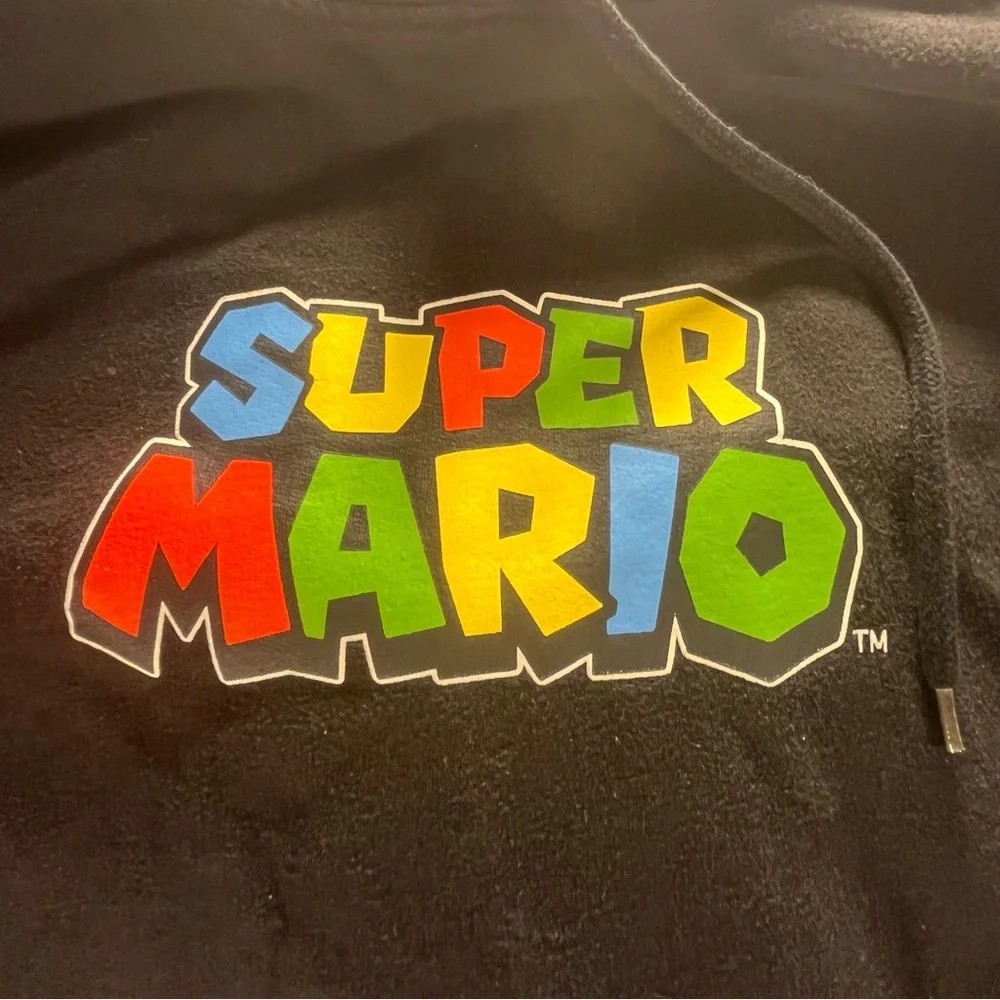 Nintendo Super Mario Black Hoodie L Retro‎ Gamer Mariocore Streetwear